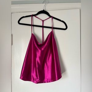 Barbie approved! Magenta Pink Satin-Feel Tank Top (Small)